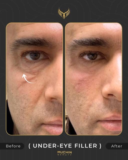 Before and after under-eye filler results at Muchin Beauty Clinic